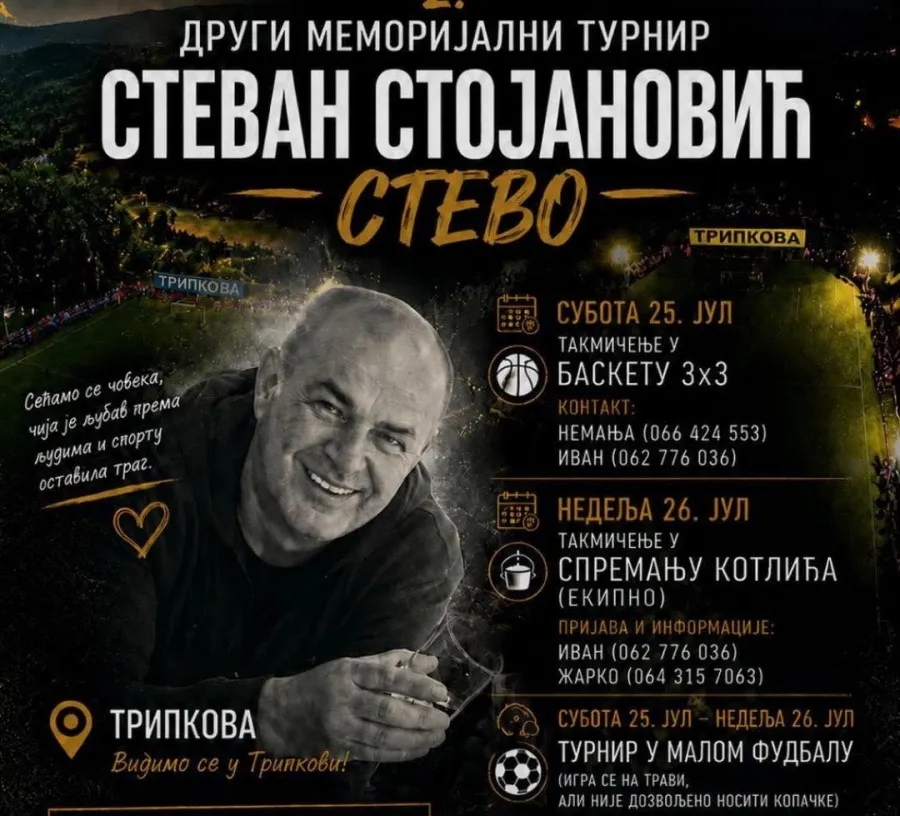 Drugi memorijalni turnir „Stevan Stojanović – Stevo” okuplja sportiste i humanitarce u Tripkovi