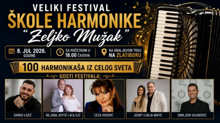 Festival harmonike škole „Željko Mužak“ na Zlatiboru 2026 – više od 100 harmonikaša iz celog sveta