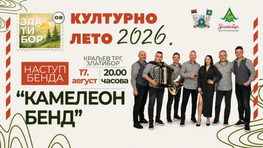 Kulturno leto 2026: Kameleon bend nastupa na Zlatiboru